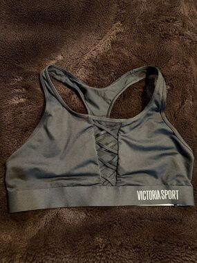Victoria's Secret Victoria Sport Black Lace-Up Racerback Sports Bra